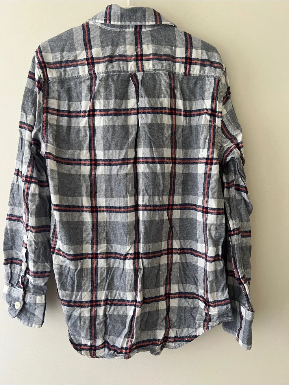 Crewcuts Blue Gray Plaid Button-Down Shirt with Red Accents - Picture 3 of 3